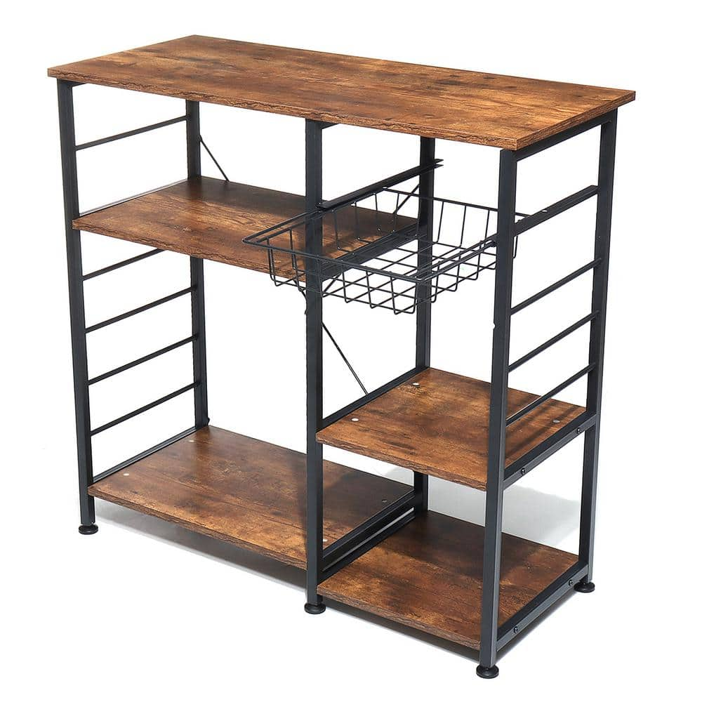 Dinaza Brown 4-Shelf Metal 35 in. W Baker's Rack SKUD15548 - The Home Depot