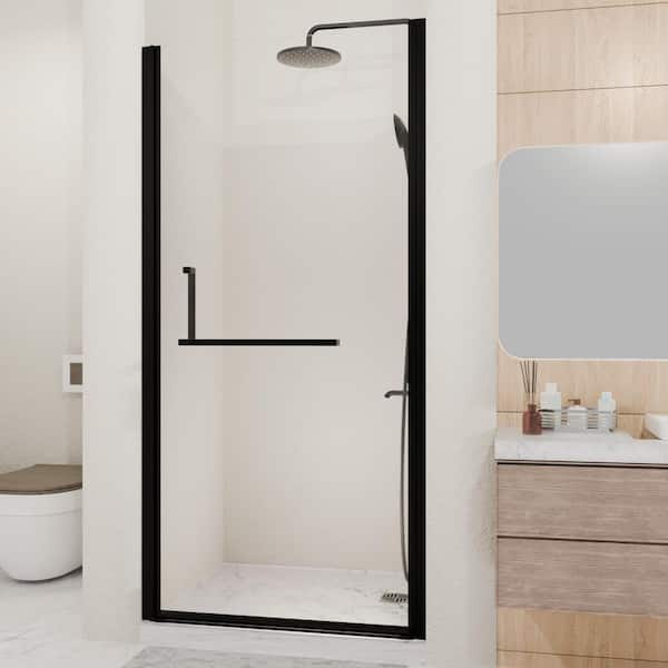 YSQCAR 33.2 in. W x 72 in. H Pivot Semi-Frameless Shower Doors in