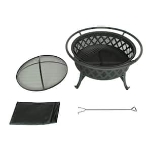 Outdoor Leisure 30 in. Metal Wood Burning Fire Pit in Matte Black