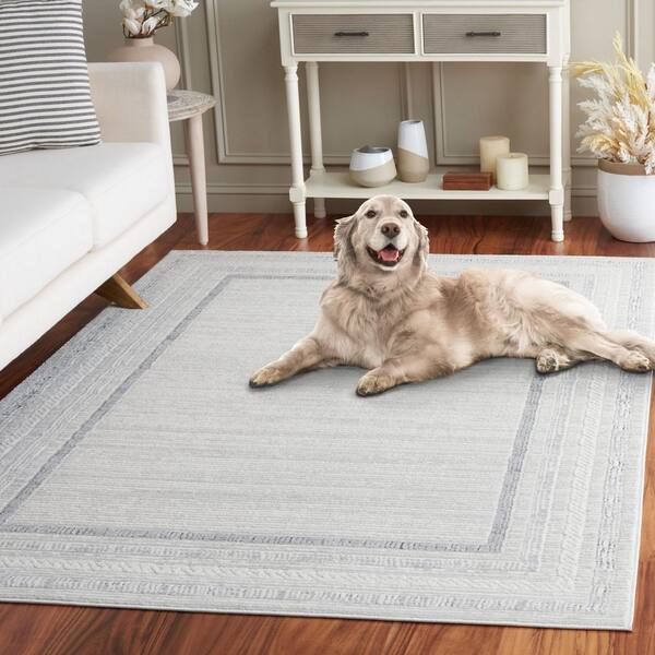 SAFAVIEH Hanna 8 ft. x 10 ft. Ivory/Gray Modern Border Area Rug