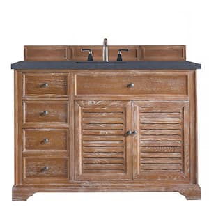 Savannah 48 in. W x 23.5 in.D x 34.3 H Single Vanity in Driftwood with Quartz Top in Charcoal Soapstone