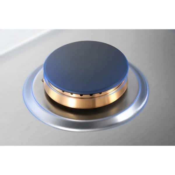 30 in. 5 Sealed Brass Burners Recessed Gas Cooktop in Stainless Steel with 20000 BTU Wok Burner and LP Conversion Kit