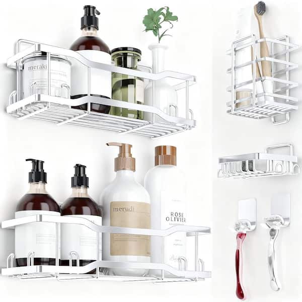 15 in. W x 5 in. D White 4 Set Bathroom Shelves Cabinet Decorative Wall Shelf