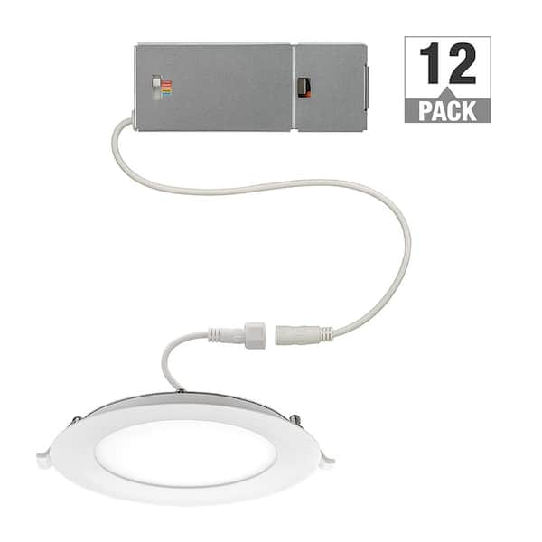 ETI LIGHTING 4 in. Canless Integrated LED Recessed Light Trim 650 Lumens Adjustable CCT New Construction Kitchen Remodel (12-Pack)