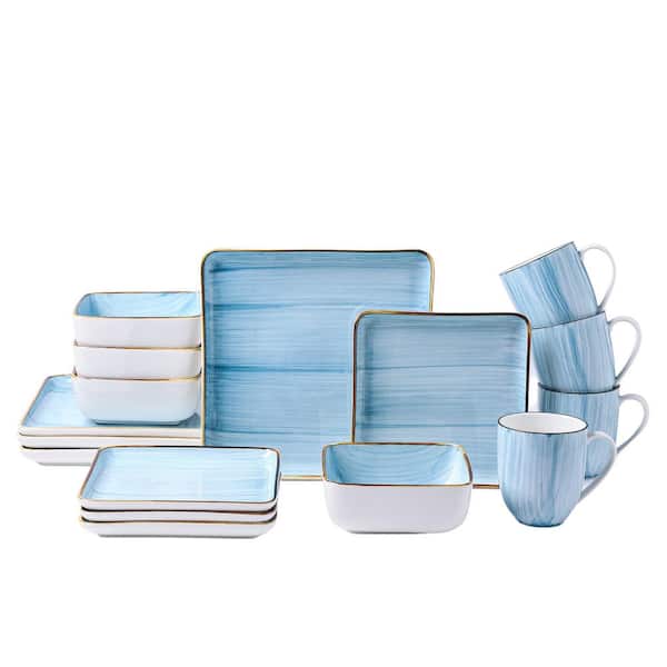 STONE LAIN Esmeralda 32-Piece Light Blue Porcelain Dinnerware Set (Service for 8)