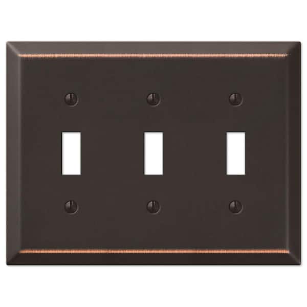 AMERELLE Metallic 3 Gang Toggle Steel Wall Plate - Aged Bronze