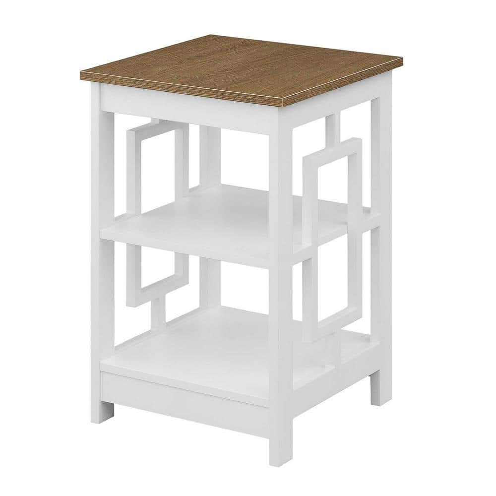 Town Square Driftwood & White Wood End Table with Storage Shelves