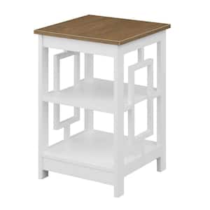 Town Square 17.5 in. Driftwood/White 23.5 in. Square MDF End Table Shelves