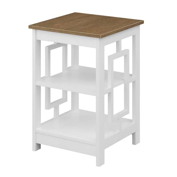 Convenience Concepts Town Square 17.5 in. Driftwood/White 23.5 in. Square MDF End Table Shelves