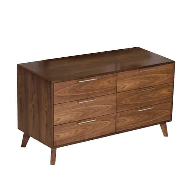 Benjara 21 in. Brown 6-Drawer Wooden Dresser Without Mirror