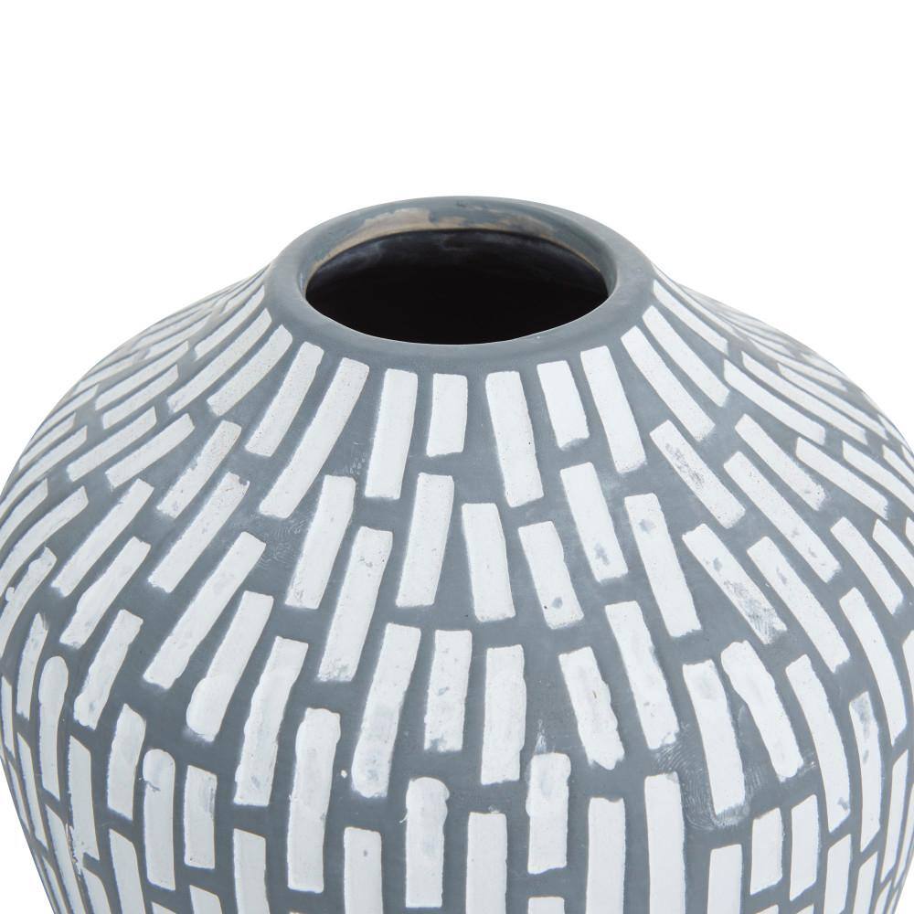 Contemporary Ceramic Bud Vase Set, Medium Gray, 10.6" Round