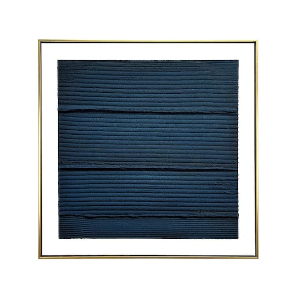 Unbranded Midnight Waves Gold Floating Framed Canvas Abstract Art 30 in. x 30 in.