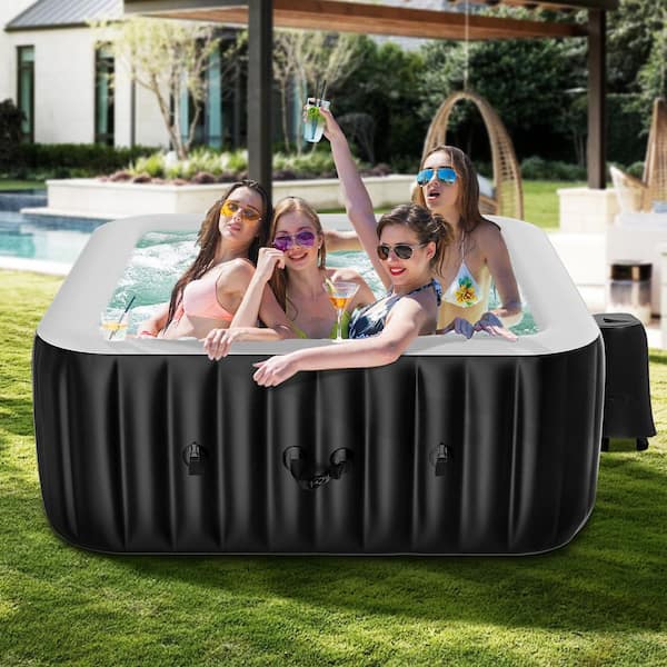 2-4 Person Inflatable Hot Tub Portable Blow up Hot Tub Leak-Proof PVC Outdoor Spa with 120 Air Jets, 60 x 60 x 25 in.