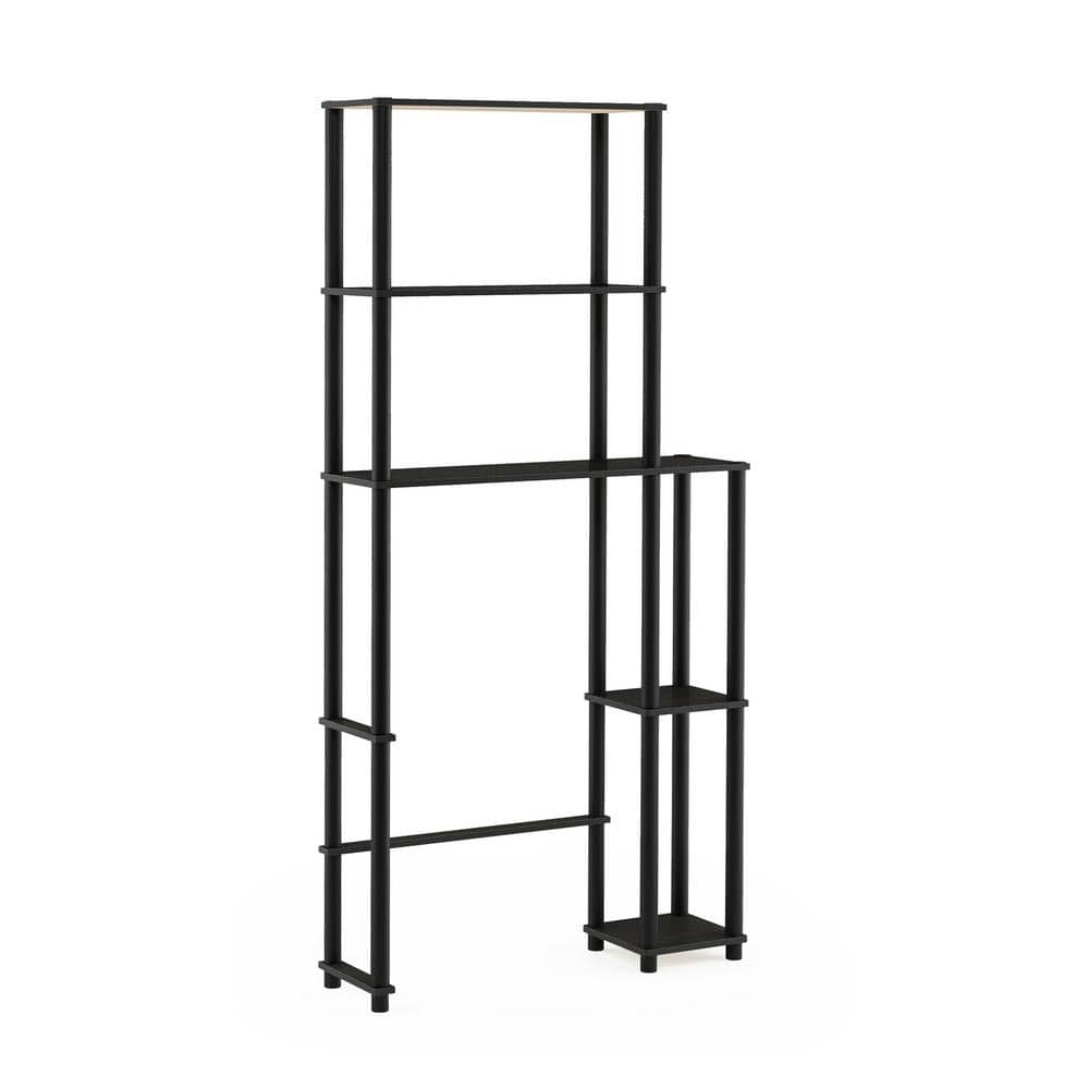 Espresso and Black Adjustable Over-the-Toilet Storage Rack