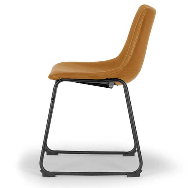 Set of 2 Adan Iron Frame Vintage Cappuccino Brown 17.5 in. Faux Leather Dining Chair