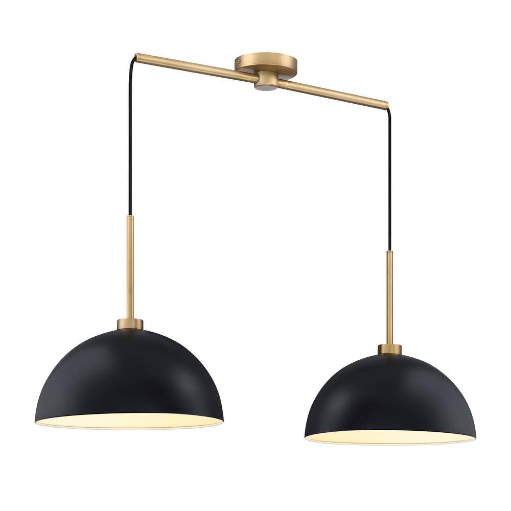 Percy Black and Gold Modern Drum Pendant Light