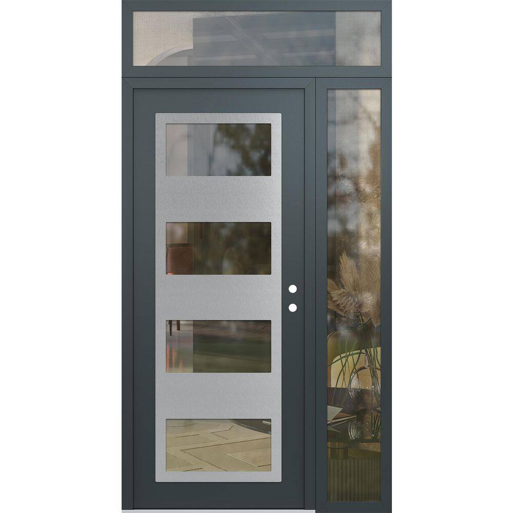 C2 48 in. x 96 in. Silver P Left-Hand/Inswing Clear Glass Anth/Anth Sidelite+Transom Steel Prehung Front Door price history on PriceWatchPro