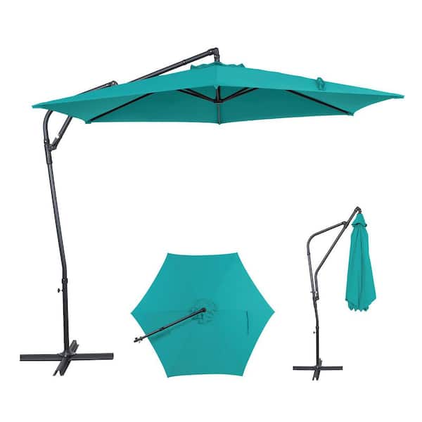arctic sky 10 offset patio umbrella AE Outdoor 10 ft. Offset Patio Umbrella, Manual Tilt, 360° Crank, Vented, Wind-Resistant for Market (Skyblue)