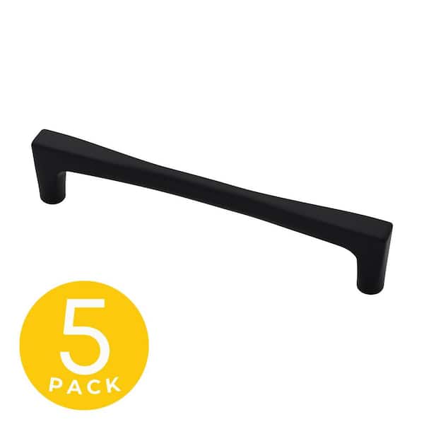 Comet Series 5 in. (128 mm) Center-to-Center Modern Black Cabinet Handle/Pull (5-Pack)