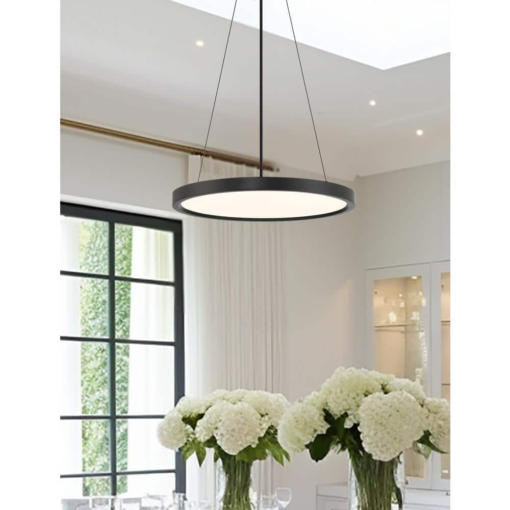 15" Coal Aluminum LED Pendant with Acrylic Shade
