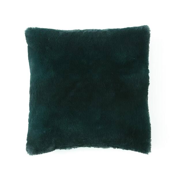 Morgan Home Millburn Faux Fur Green Solid Faux Fur Polyester in. x 18 in. Throw Pillow