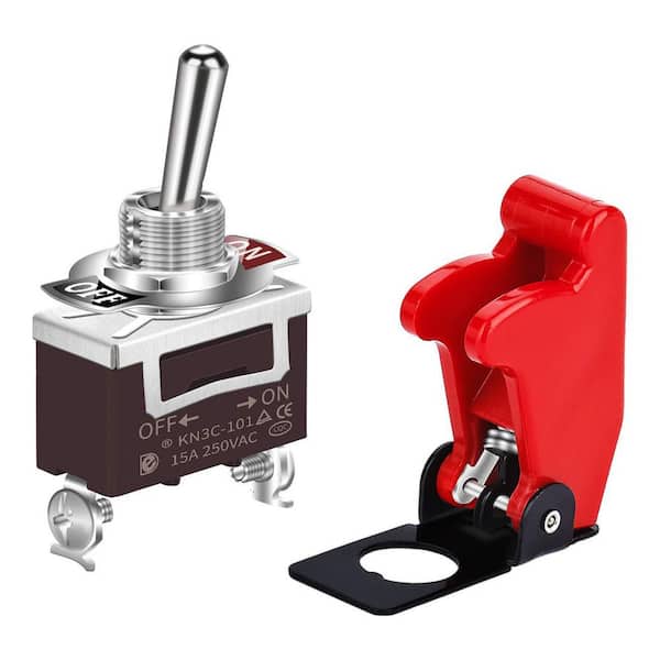 Safety Cover Brass Toggle Switch Guard Red Aircraft 20 Amp 12-Volt Heavy Duty SPST for Car Truck Automotive