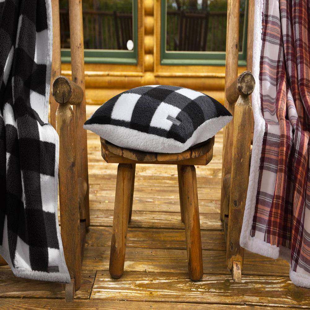 Cozy Cabin 50"x60" Red Plaid Sherpa Fleece Reversible Throw