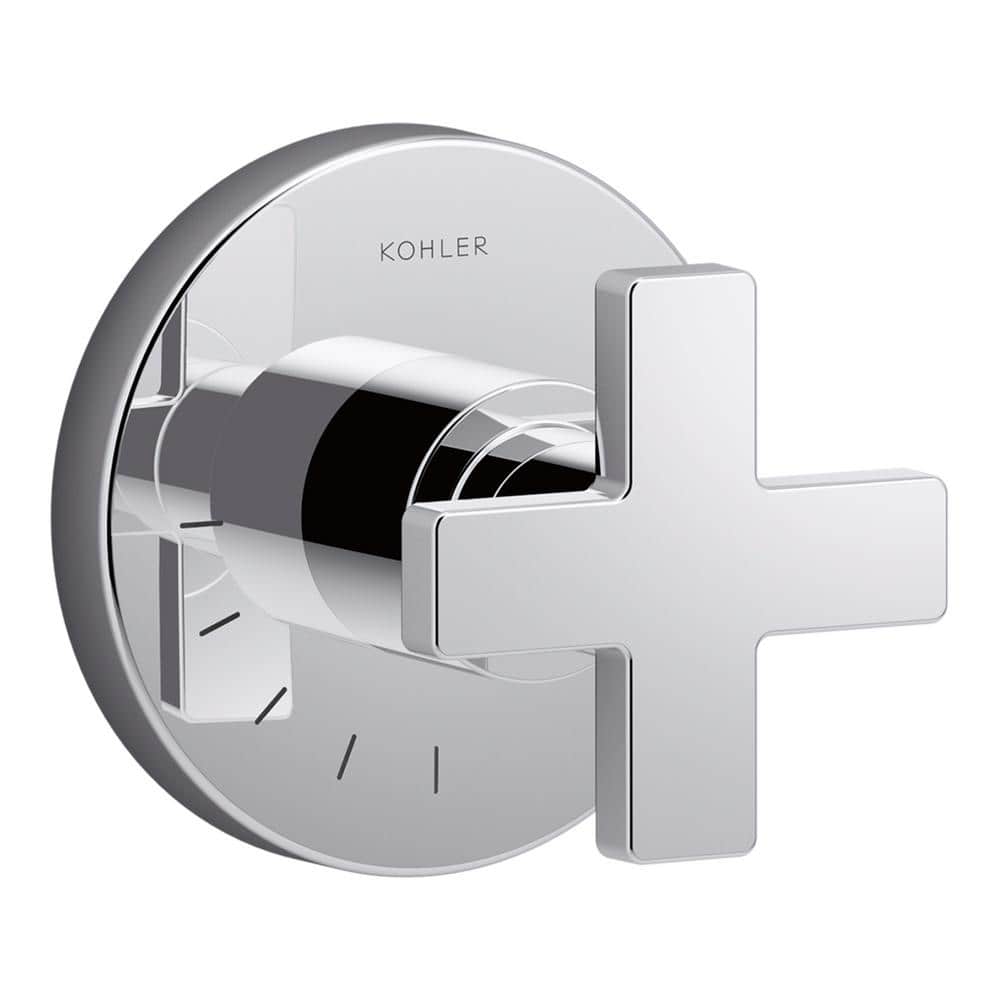Polished Chrome Cross Handle Volume Control Faucet Trim