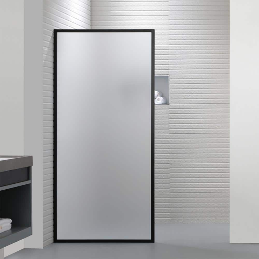 INSTER VENUS 34 in. W x 72 in. H Fixed Black Framed Shower Door with