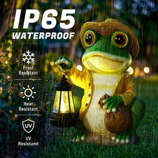 Large Frog Garden Statue, 13.3 in. Tall, Resin Frog Decor with