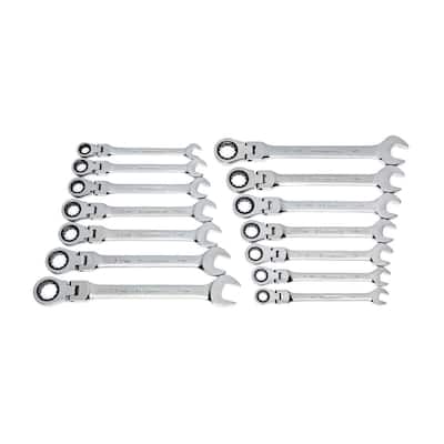 GEARWRENCH SAE/Metric 72-Tooth Flex Head Combination Ratcheting Wrench Tool Set (14-Piece)
