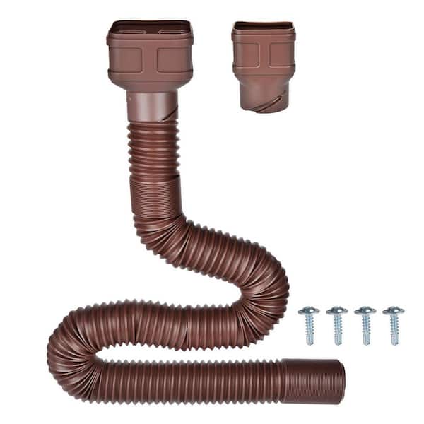 7 ft. Brown Heavy Duty Plastic Flexible Downspout Extension with Screw for 2 x 3 and 3 x 4 in. Gutter Drainage 1-Pack
