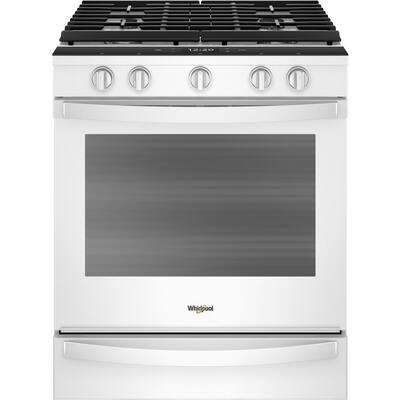5.8 cu. ft. Smart Slide-In Gas Range with EZ-2-LIFT Hinged Cast-Iron Grates in White