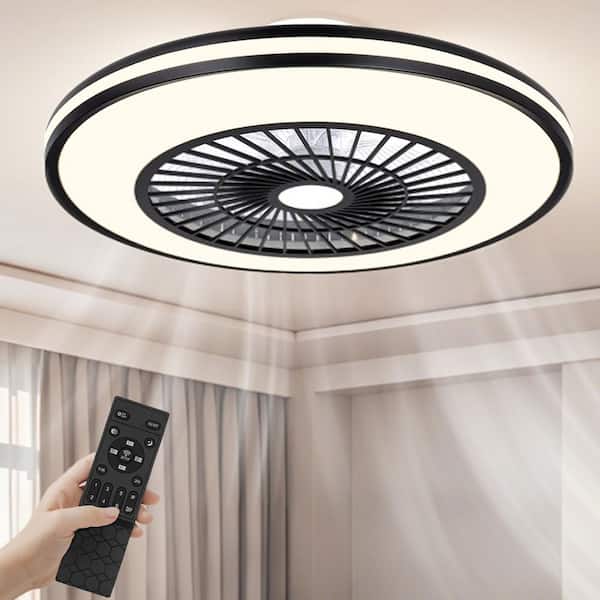 22 in. Indoor Black Cage Ceiling Fan with Lights and Remote Control, APP Smart Control Low Profile Ceiling Fan