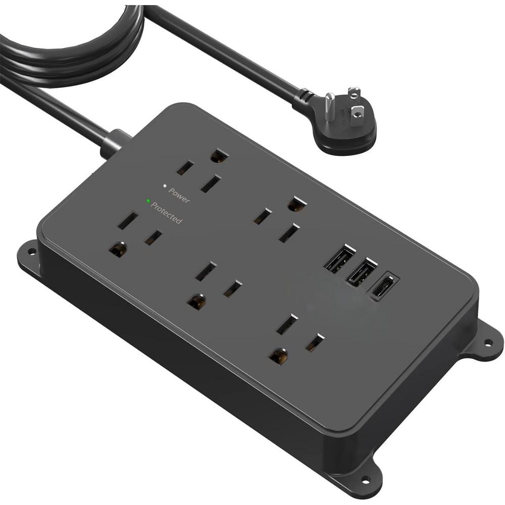 5-Outlet Power Strip Surge Protector with 3 USB Ports (1 USB C) Wall Mounta