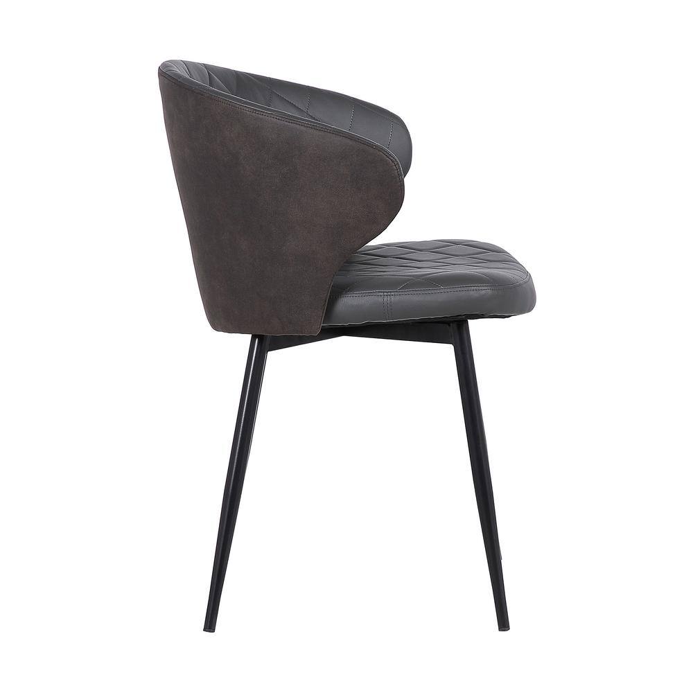 Gray Faux Leather Upholstered Arm Chair with Metal Frame
