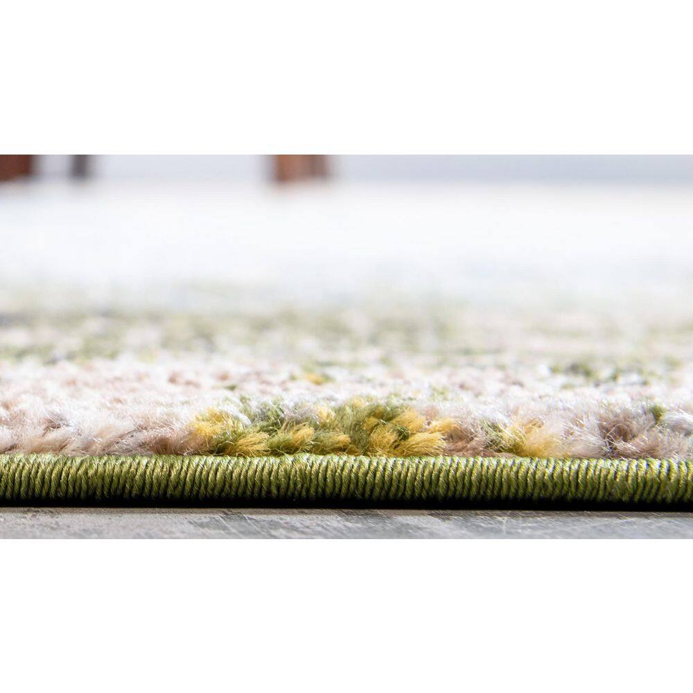 Round Blue Synthetic Easy Care Stain-Resistant Rug 6' x 6'