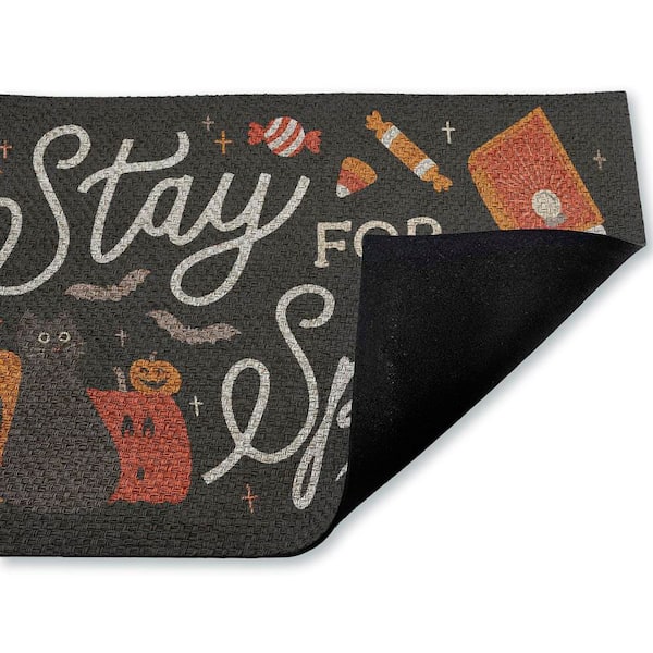 Stay for a Spell Halloween Black 18 in. x 30 in. Polyester Non-Slip Outdoor Door Mat