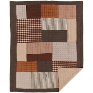 Rory Brown Tan Greige Rustic Patchwork Twin Cotton Quilt
