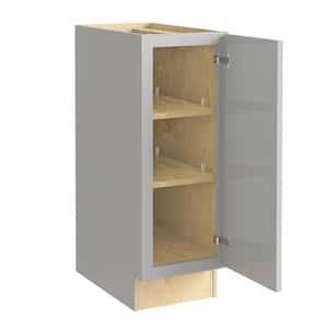 Grayson Pearl Gray Painted Plywood Shaker Assembled Bath Cabinet FH Soft Close R 12 in W x 21 in D x 34.5 in H