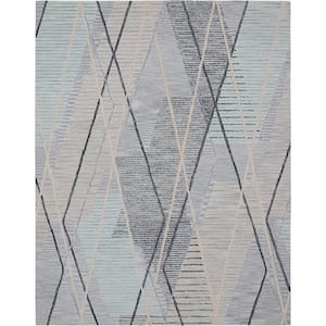 C1731 Charcoal 7 ft. 6 in. x 9 ft. 6 in. Hand Tufted Looped Pile Wool Area Rug
