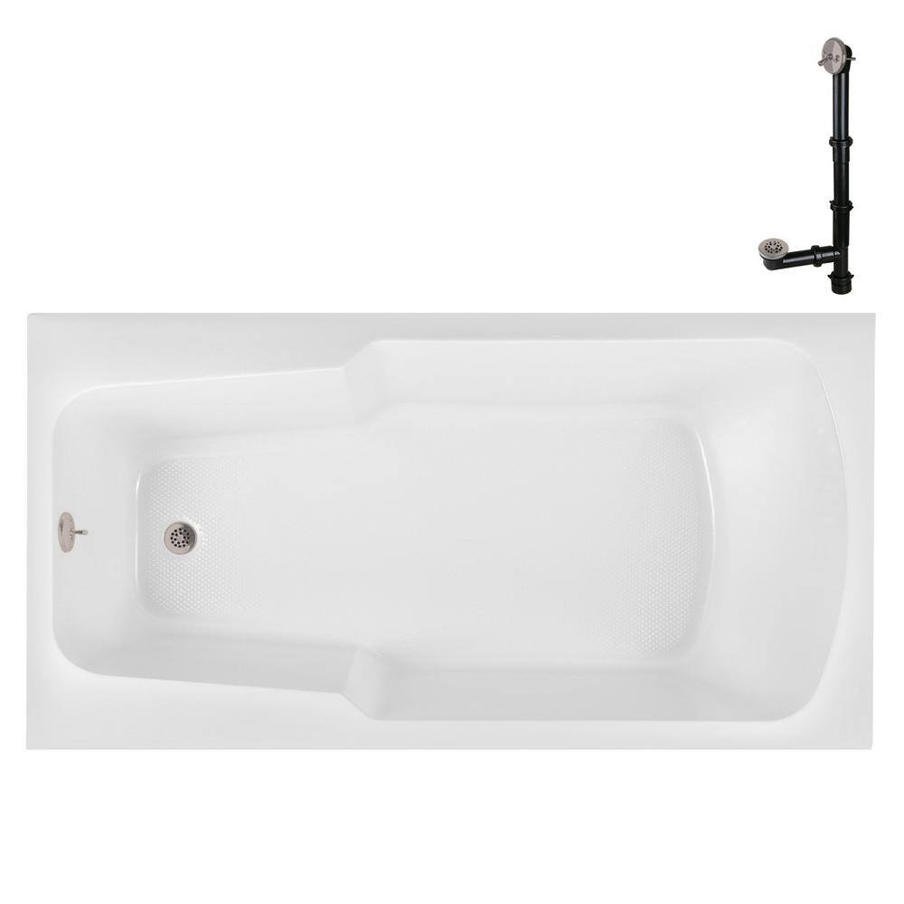 72'' x 36'' Glossy White Acrylic Drop-In Soaking Bathtub