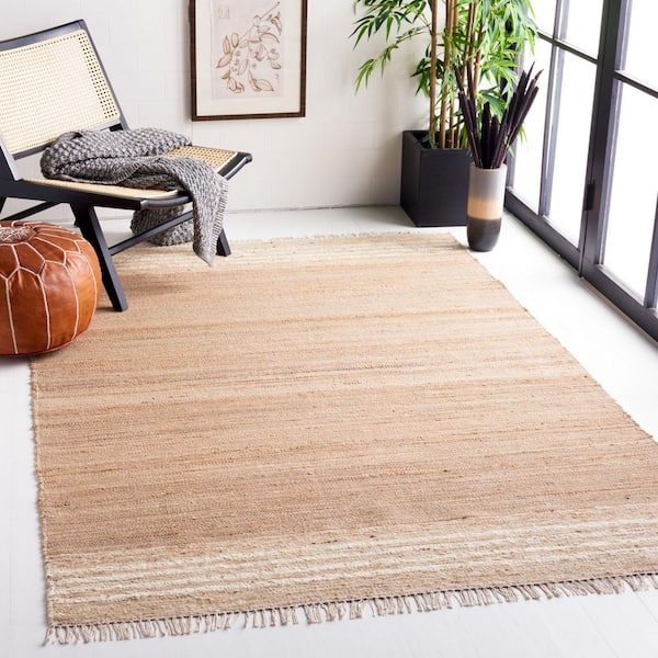 Natura 3 ft. x 5 ft. Natural/Ivory Striped Border Area Rug
