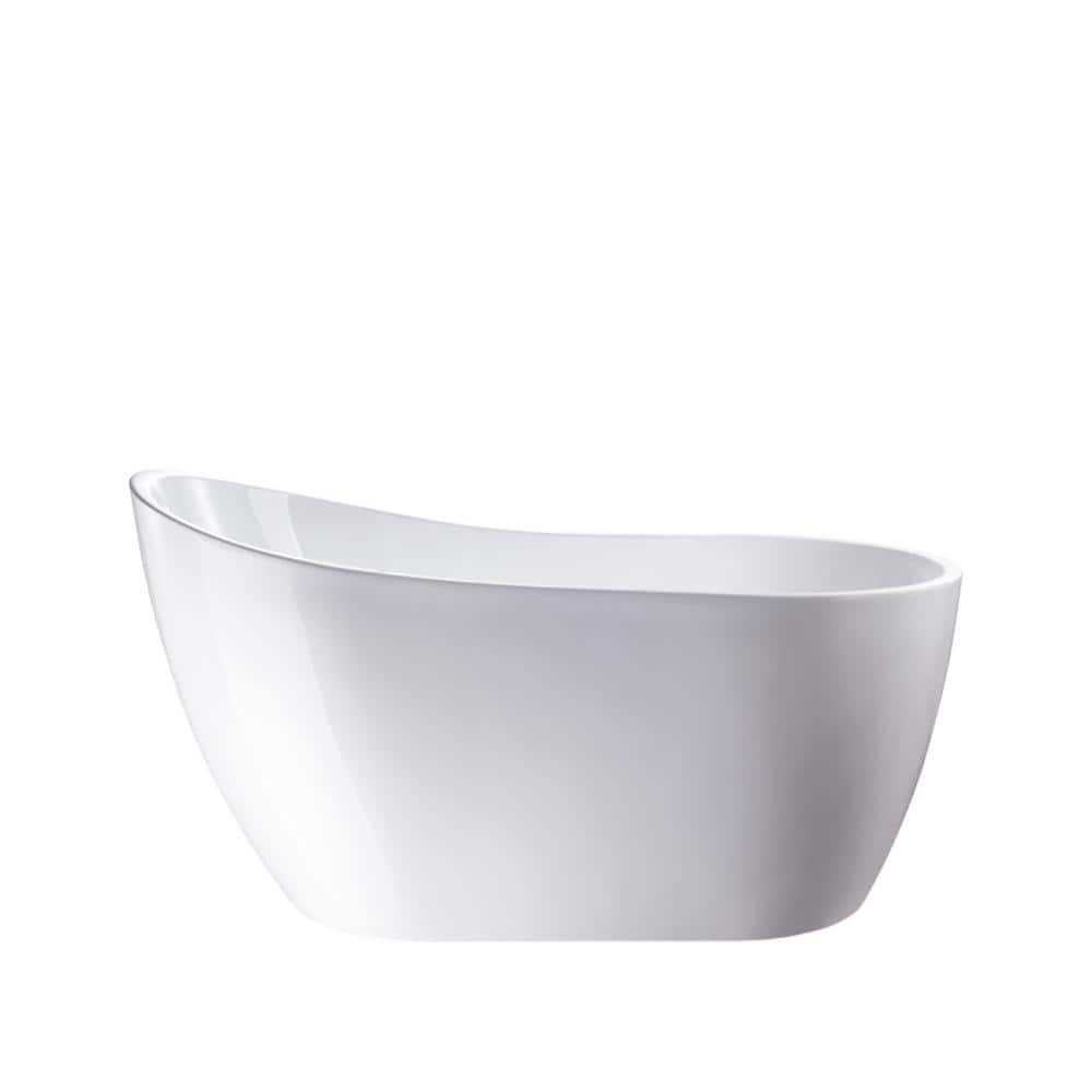 Pure White 54" x 28" Freestanding Acrylic Soaking Bathtub