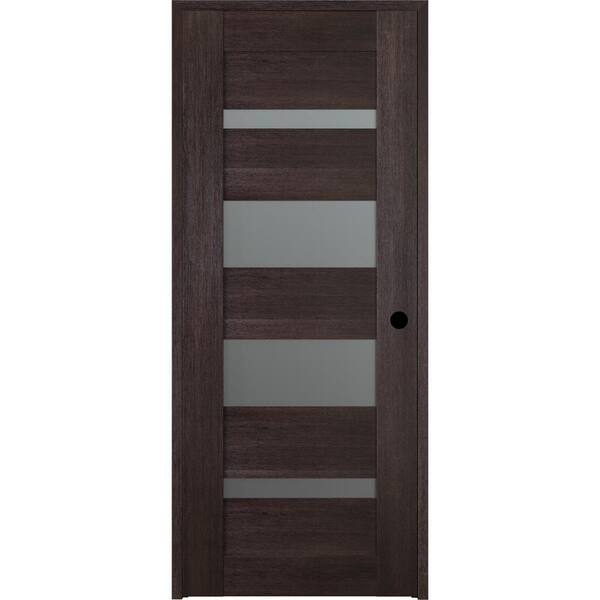 Belldinni Vona 07-01 18 in. x 80 in. Left-Hand Frosted Glass Solid Core 4-Lite Veralinga Oak Wood Single Prehung Interior Door