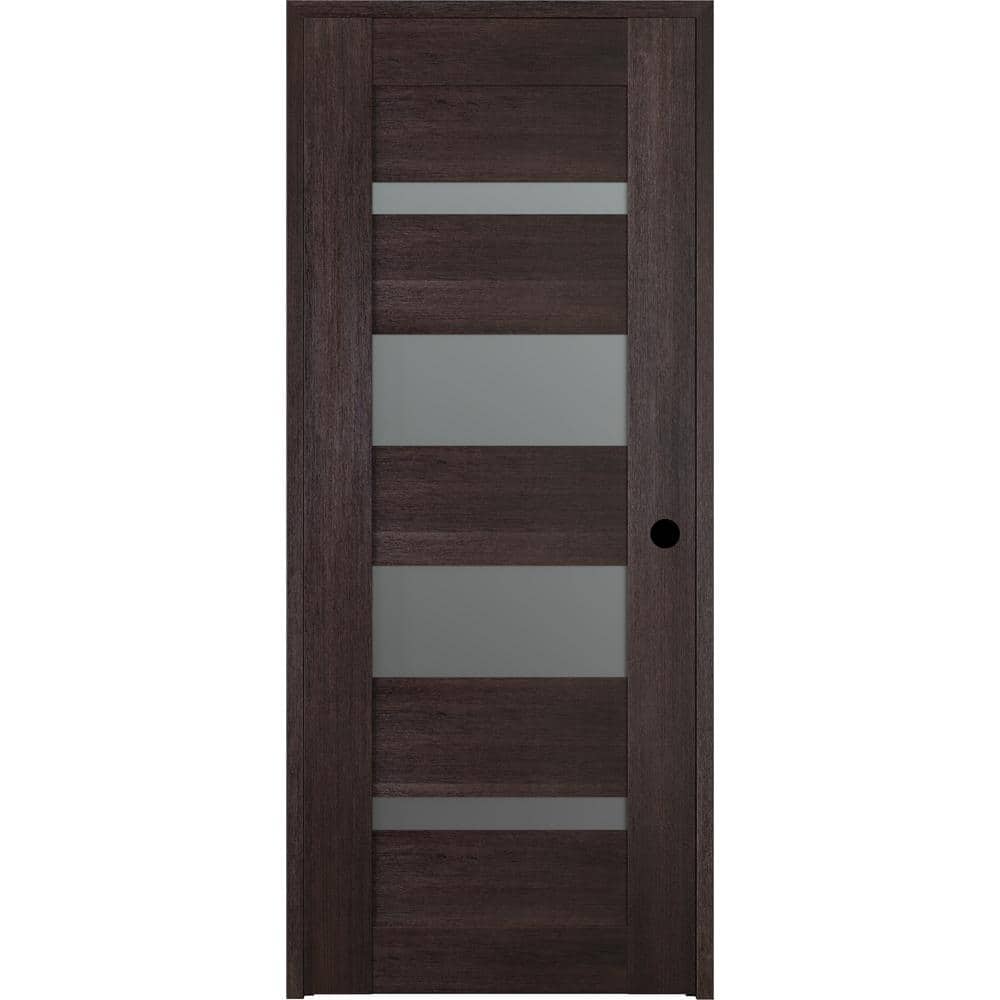 Vona 07-01 30 in. x 80 in. Left-Hand Frosted Glass Solid Core 4-Lite Veralinga Oak Wood Single Prehung Interior Door price history on PriceWatchPro