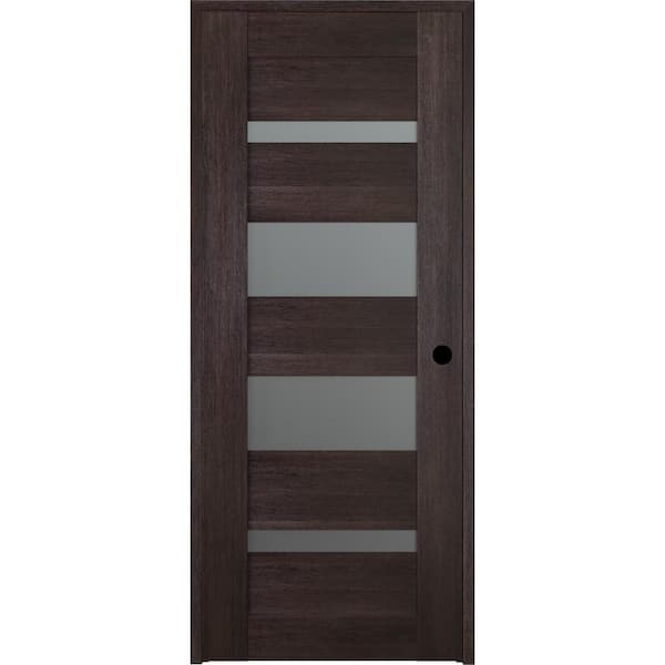 Belldinni Vona 07-01 32 in. x 80 in. Left-Hand Frosted Glass Solid Core 4-Lite Veralinga Oak Wood Single Prehung Interior Door