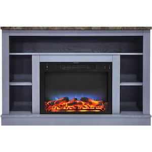 47 in. Electric Fireplace Mantel with a Multi-Color LED Insert in Slate Blue