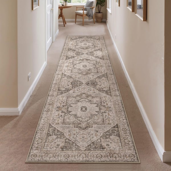 Datura Brown 2 ft. x 8 ft. Oriental Vintage Medallion Area Rug