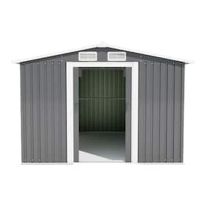 8 ft. W x 10 ft. D Outdoor Metal Gray Storage Shed with Lockable Door and 4 Ventilation Slots(80 sq. ft.)